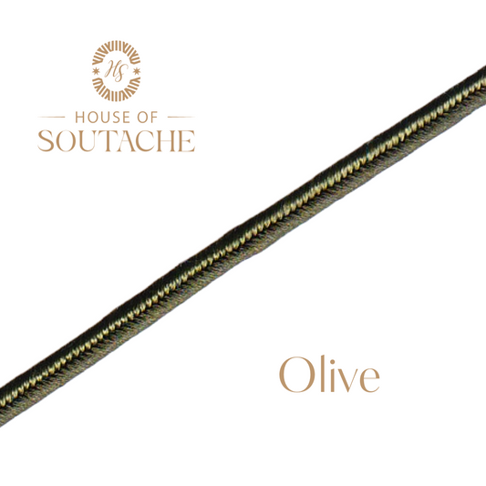 Olive Soutache Cord by Farber Braid - ⅛ Inch Braided Cord